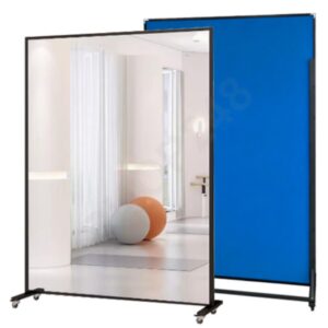 鏡面活動式鏡面展示架(另一面布面/磁性白板)